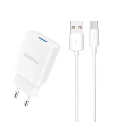 Dudao Väggladdare Med USB-C Kabel - Vit