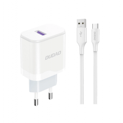 Dudao Väggladdare 18W Med USB-C Kabel - Vit (Type C)