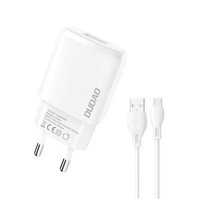 Dudao Väggladdare, USB-A, Micro USB kabel - Vit