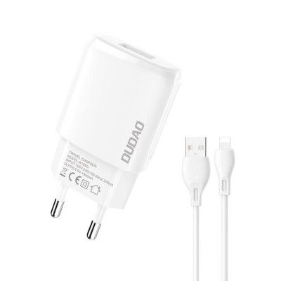 Dudao Väggladdare, USB-A Till Lightning kabel - Vit