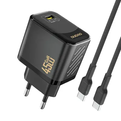 Dudao Väggladdare USB-C 45W med USB-C Kabel 1m (Svart)