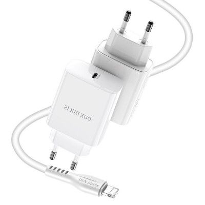 Dux Ducis Väggladdare USB Type-C Lightning Kabel 20W 1m  - Vit