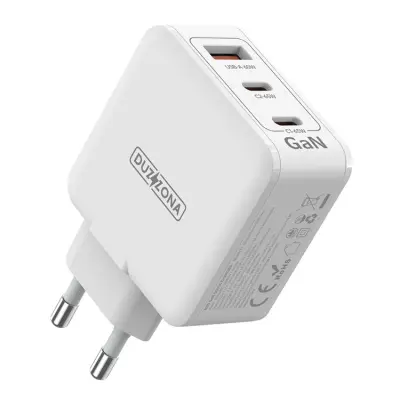 DUZZONA GaN Snabbladdare 65W USB-A/2x USB-C EU T9 PD - Vit