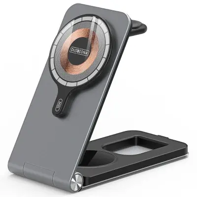 DUZZONA W22 15W 3-i-1 Magnetisk Trådlös Laddare Fällbar för Telefon och Hörlurar