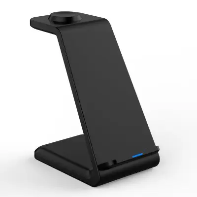 E8 3-i-1 15W Trådlös Laddare för Telefon, Klocka, Hörlurar - Svart