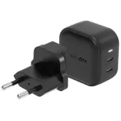 Energea Snabbladdare 45W 2xUSB-C PD-PPS GaN45 US/EU Travelite