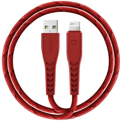 Energea USB-A till Lightning Kabel 1.5m MFI Nyloflex C89 - Röd