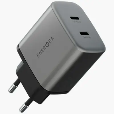Energea Väggladdare 2xUSB-C 45W - Grå