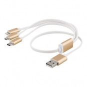 EPZI 3 i 1 Kabel Lightning, Micro, USB-C - 0,5 m - Guld