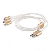 EPZI 3 i 1 Kabel Lightning, Micro, USB-C - 1m - Guld