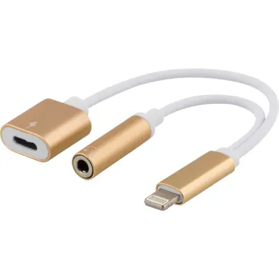 Epzi Lightning - 3,5mm Adapter + Lightning - Guld