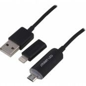 Epzi Lightning- & MicroUSB- till USB-kabel - Svart