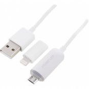 Epzi Lightning- & MicroUSB- till USB-kabel - Vit