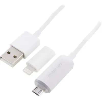 Epzi Lightning- & MicroUSB- till USB-kabel - Vit