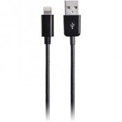 EPZI USB-synk/laddarkabel, Lightning, 3m, MFi, svart