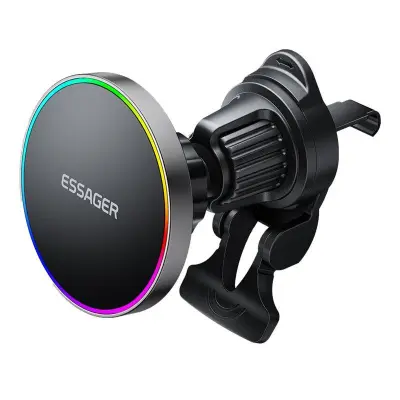 ESSAGER Bilventilationsmagnetisk trådlös laddare med RGB-belysning 15W