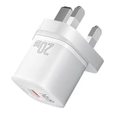 ESSAGER GaN Snabbladdare 20W USB-A - USB-C UK Curved - Vit