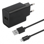 Essentials MFi Väggladdare 12W Lightning USB-A Kabel 1m - Svart