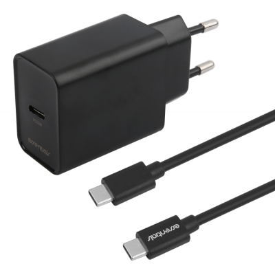 Essentials PD Väggladdare USB-C 20W USB-C Kabel 1m - Svart