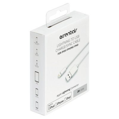 Essentials USB-A - Lightning MFI kabel, 2m, vit
