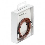 Essentials USB-A - Lightning MFI kabel, konstläder, 1m, brun