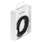 Essentials USB-A - Lightning MFI kabel, konstläder, 1m, svart