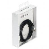 Essentials USB-A - MicroUSB kabel, konstläder, 1m, svart