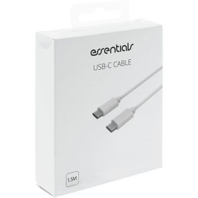 Essentials USB-C till USB-C kabel, 1,5m, vit