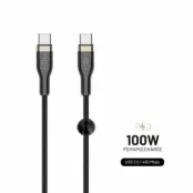 FIXED METAL 100W USB-C/C flätad kabel 2m Svart