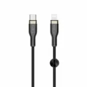 FIXED METAL USB-C/Lightning MFI flätad kabel 2m Svart