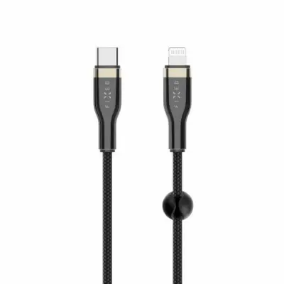 FIXED METAL USB-C/Lightning MFI flätad kabel 2m Svart