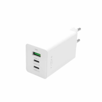 FIXED Super GaN Laddare 65W 2xUSB-C PD + USB-A 18W - Vit