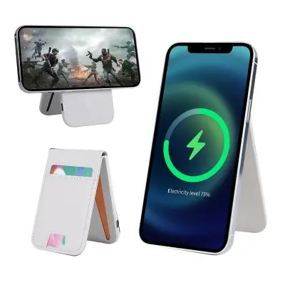 FLD-F5 3-i-1 Magnetisk Trådlös Laddare Fällbar Kortväska - Beige