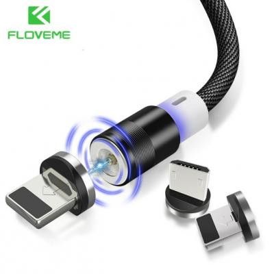 Floveme Magnetisk datakabel med tre kontakter - Svart