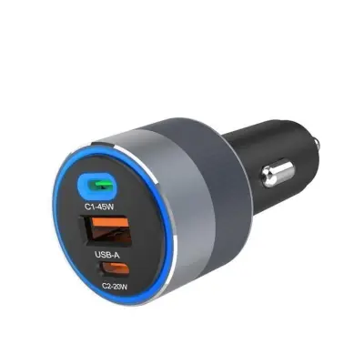 Forcell 65W Billaddare 2xUSB-C 1xUSB-A F-Energy - Svart