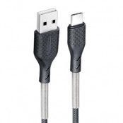 Forcell Carbon USB-A till USB-C Kabel 1m - Svart