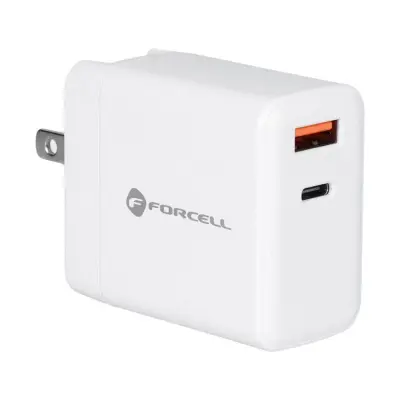 Forcell F-Energy 3in1 Väggladdare 45W USB-C/USB-A med utbytbara pluggar