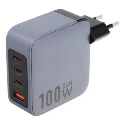 Forcell F-Energy GaN Väggladdare 100W 3xUSB-C 1xUSB-A - Grå
