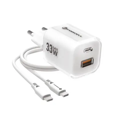 Forcell Snabbladdare USB-A/USB-C 33W USB-C Kabel GaN III QC PD
