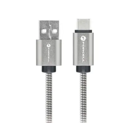 Forcell USB-A till USB-C 66W Kabel 3A 1m QC4.0 C234 - Silver