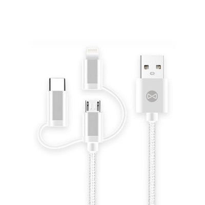 Forever 3-i-1 Kabel USB till Lightning/USB-C/micro-USB 1m 1,5A - Vit