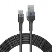 Forever Flexible USB-C till USB-A kabel 1m 3A - Svart