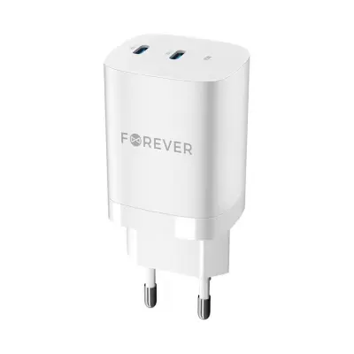 Forever Snabbladdare 35W 2x USB-C GaN PD QC TC-05-35CC - Vit