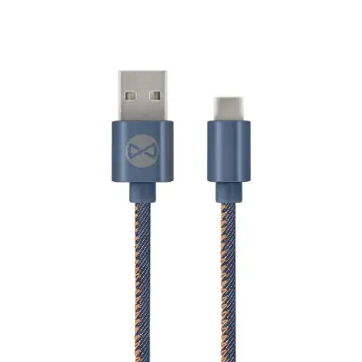 Forever USB Till USB-C Kabel 1m 2A Jeans - Blå