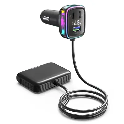 GC05 Kabel Cigarette Lighter Splitter Billaddare med flera Type-C USB-utgångar