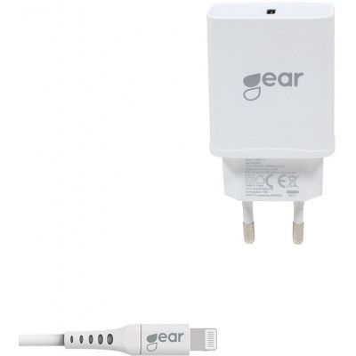 Gear Laddare 220V 1xUSB-C 20W med Lightning-kabel