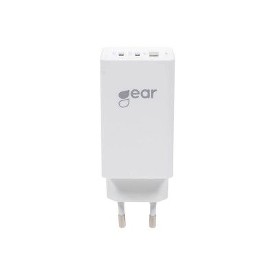 GEAR - Laddare GAN 220V 2xUSB-C Plus 1xUSB-A 65W - Vit