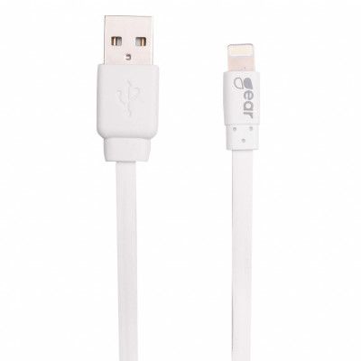 Gear Synkkabel Lightning 1m  MFI Platt Kabel - Vit