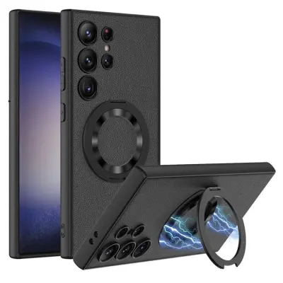 GKK Galaxy S24 Ultra Mobilskal Ringhållare KickStand - Svart