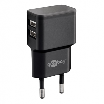 Goobay Väggladdare Dual USB-A 12W - Svart